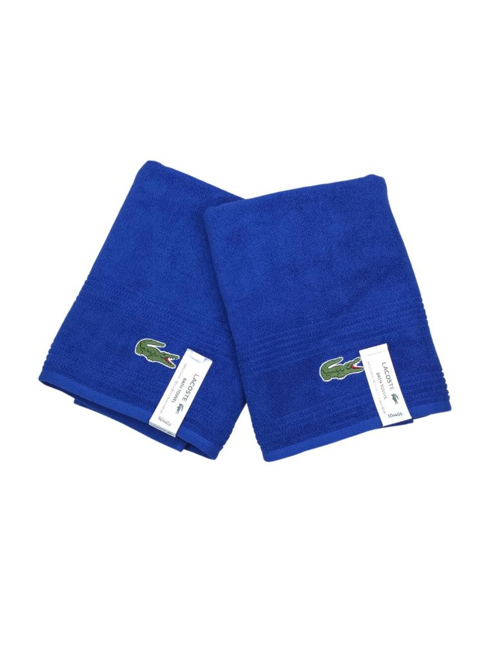 Lacoste Bath Towel 30"X52" Set of 2 Royal Blue Cotton Highly Absorbent Low Lint